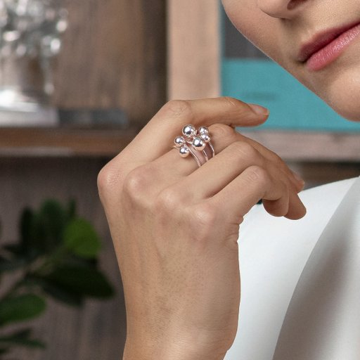 Ring i äkta silver med kulor