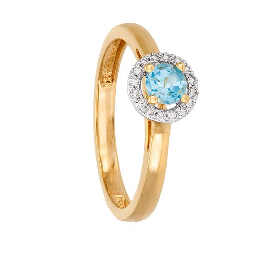 Diamantring i 18K guld med en topas