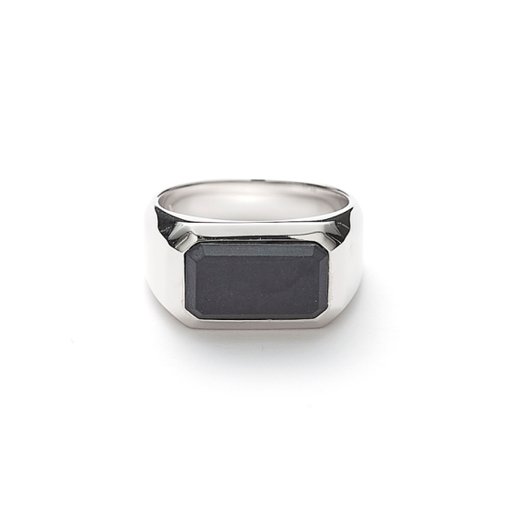 Ring i äkta silver med matt Onyx