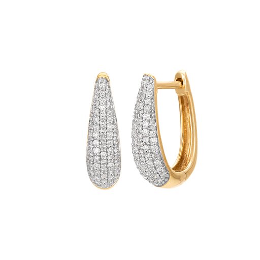 Diamantörhängen i 18K guld - Pavé creoler