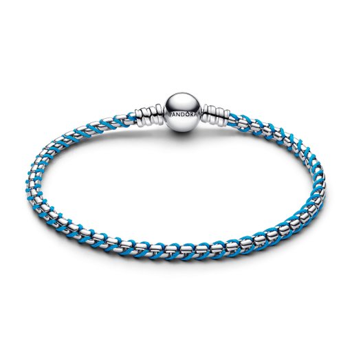 Armband i äkta silver med blå tråd 19cm