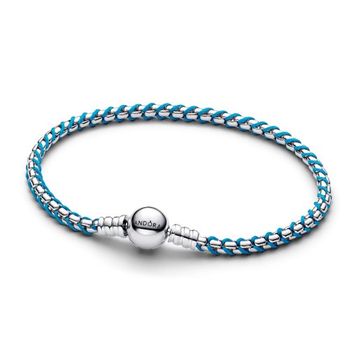 Armband i äkta silver med blå tråd 19cm
