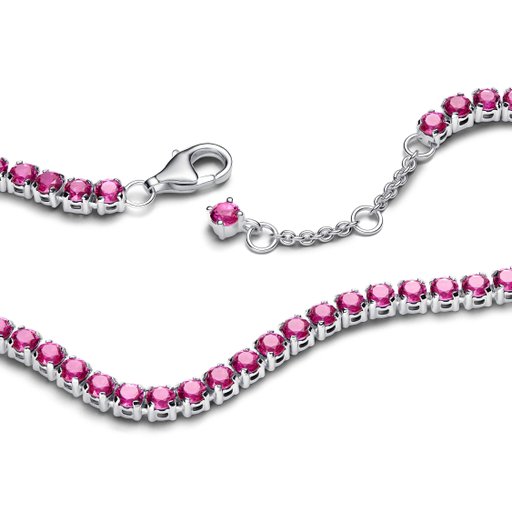 Tennisarmband i äkta silver med rosa stenar 20cm