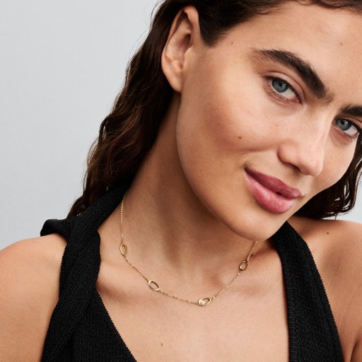 Förgyllt halsband med ovaler