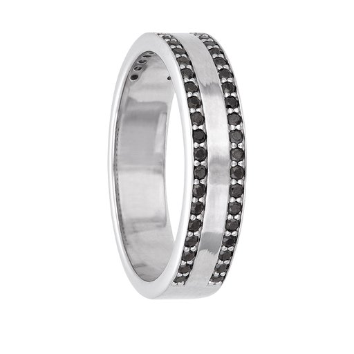 Ring i äkta silver med svart kubisk zirkonia