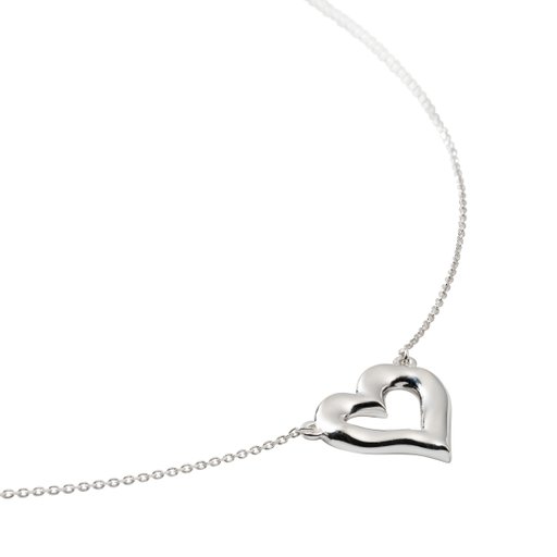 Halsband Puff Heart i äkta silver