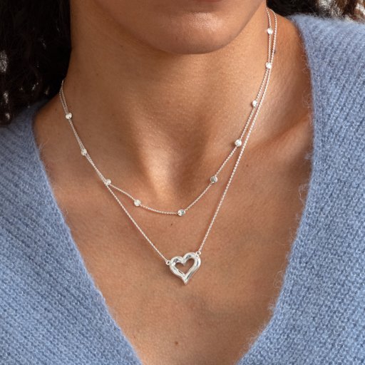Halsband Puff Heart i äkta silver