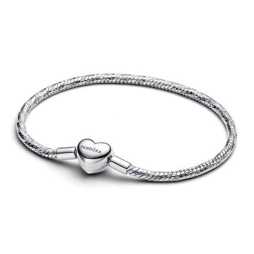 Armband i äkta silver med hjärtlås 18 cm