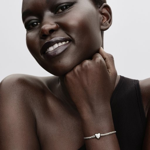 Armband i äkta silver med hjärtlås 19 cm