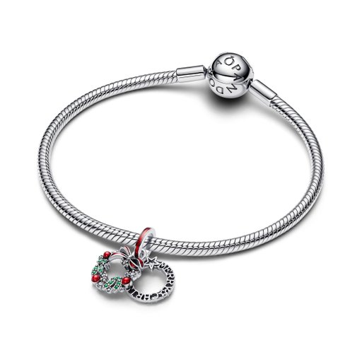 Berlock i äkta silver med julkrans