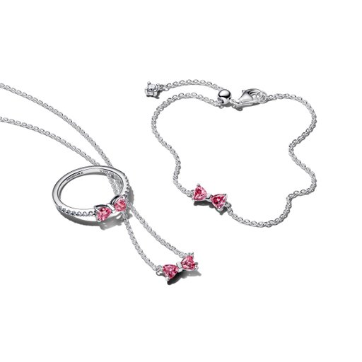 Halsband i äkta silver med rosa rosett
