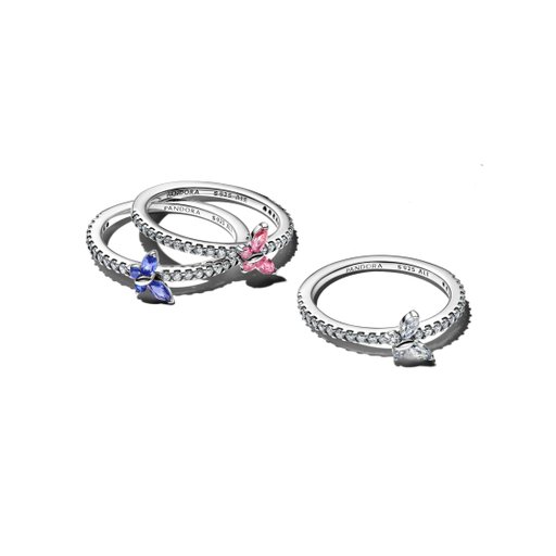 Ring i äkta silver rosa fjäril