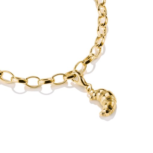 Berlock i förgyllt äkta silver med croissant