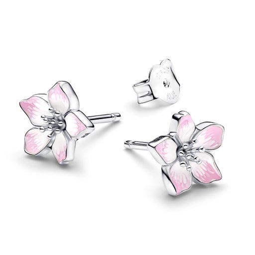 Örhängen i äkta silver med körsbärsblommor