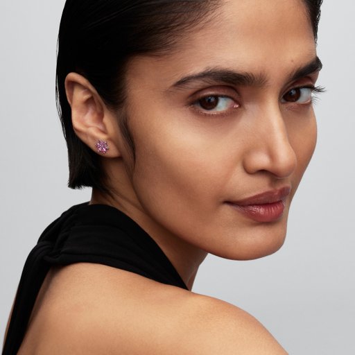 Örhängen i äkta silver med rosa blommor