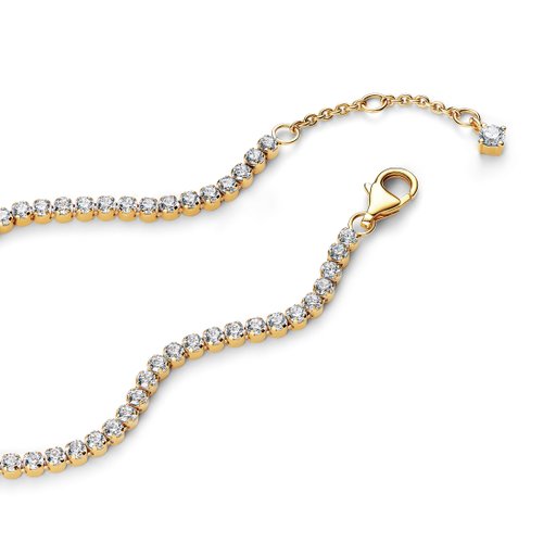 Förgyllt tennisarmband 18 cm