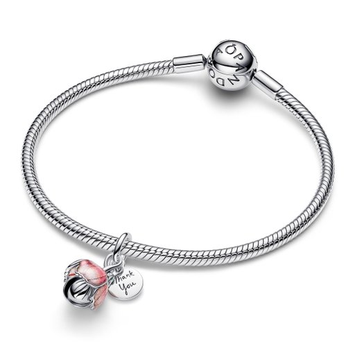 Berlock i äkta silver med rosa blomblad