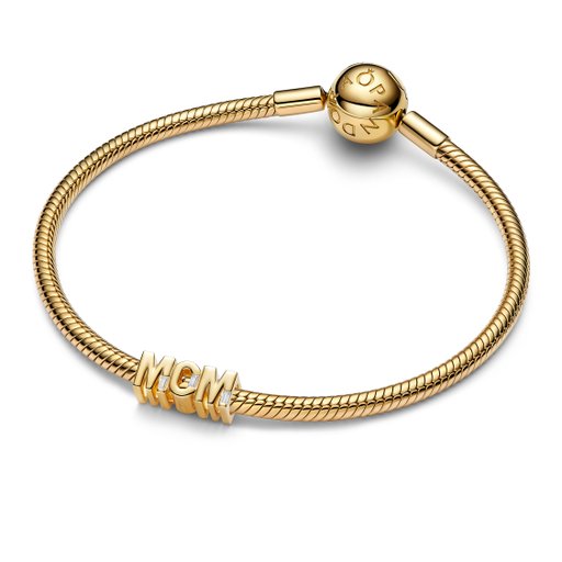 Förgylld berlock med texten MOM