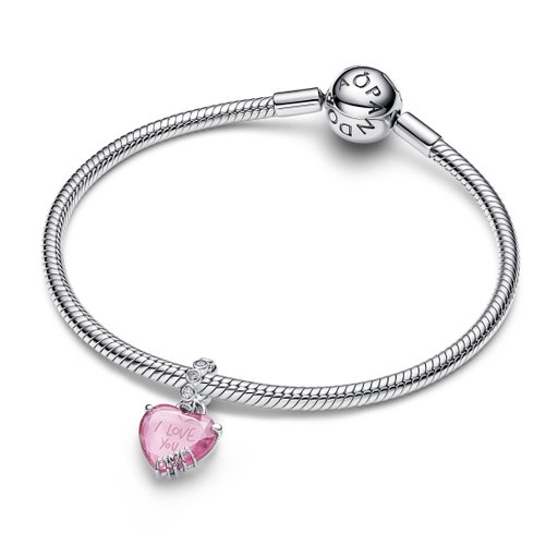 Berlock i äkta silver med rosa hjärta