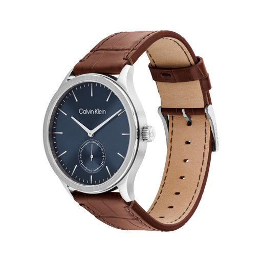 Stålklocka med läderband