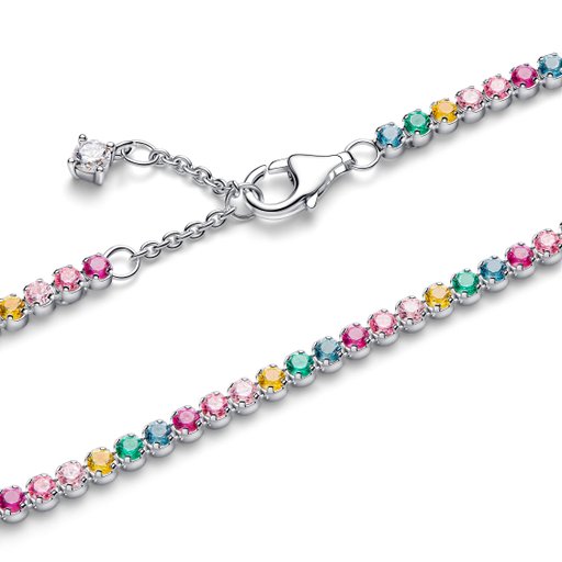 Tennisarmband i äkta silver med färgade stenar 18 cm