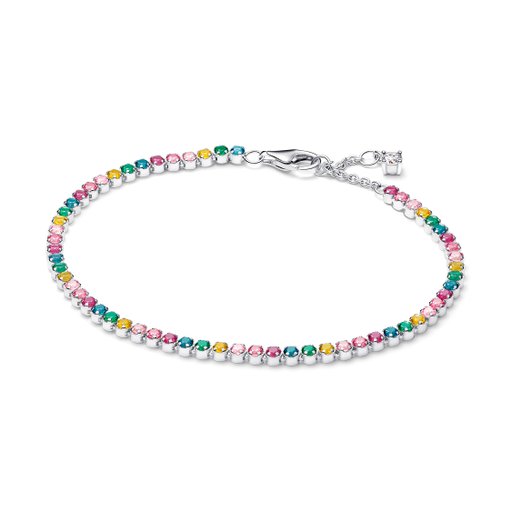 Tennisarmband i äkta silver med färgade stenar 18 cm