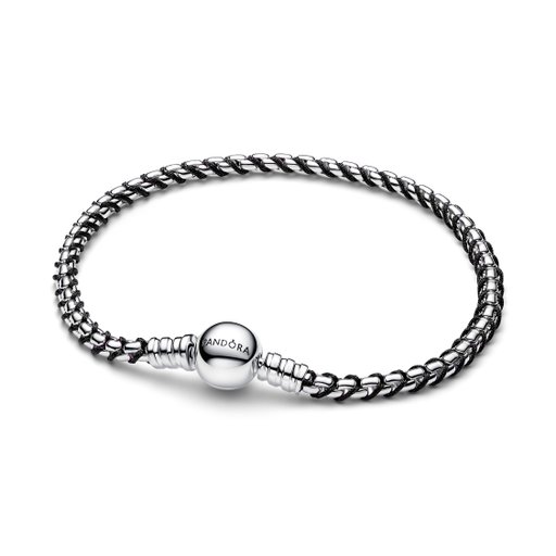Armband i äkta silver med svart textilsnöre 18 cm