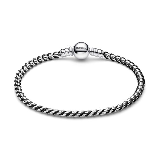 Armband i äkta silver med svart textilsnöre 19 cm