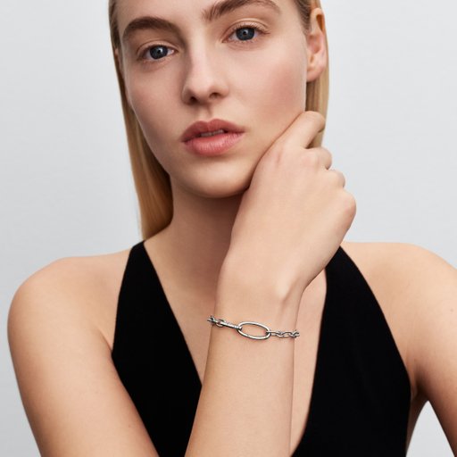 Armband i äkta silver med ovala länkar 16 cm