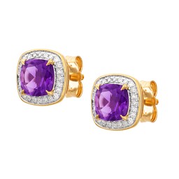 Diamantörhängen i 18K guld med ametist