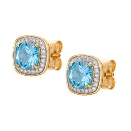 Diamantörhängen i 18K guld med blå topas