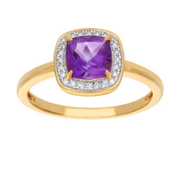 Diamantring i 18K guld med en ametist
