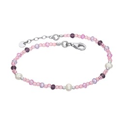 Armband i äkta silver med pärlor i rosa och lila