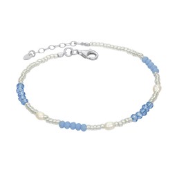 Armband i äkta silver med blå och silver pärlor