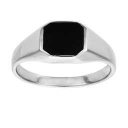Klackring i äkta silver med onyx