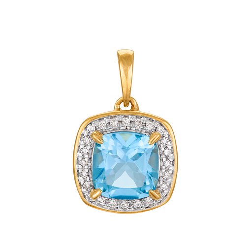 Diamanthänge i 18K guld med blå topas