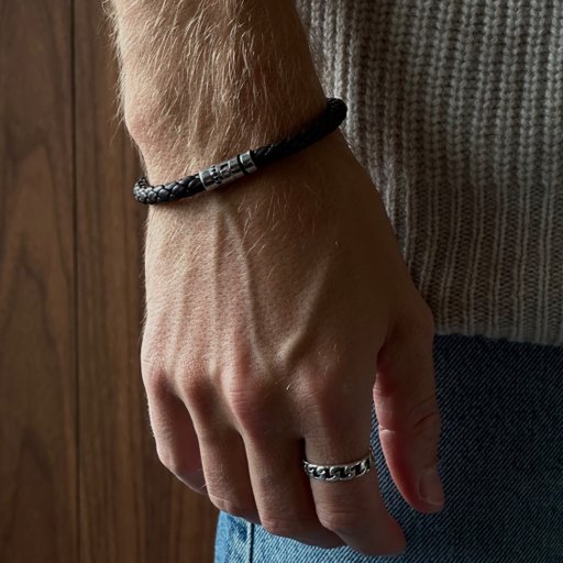 Armband i äkta silver med brunt läder