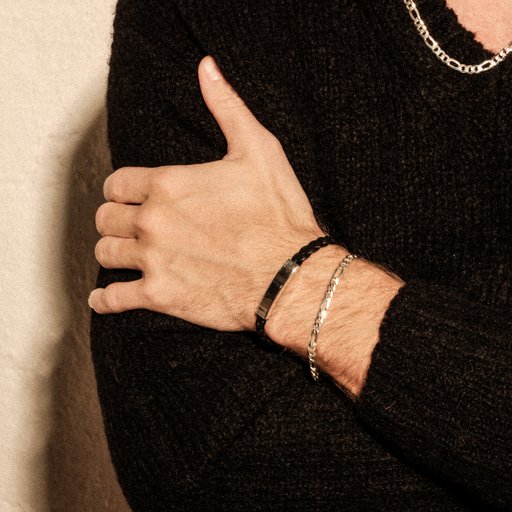Läderarmband i äkta silver 18cm