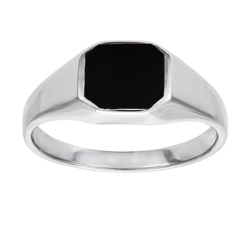 Klackring i äkta silver med onyx