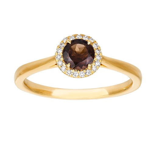 Diamantring i 18K guld med en rökkvarts Diamantring i 18K guld med en rökkvarts