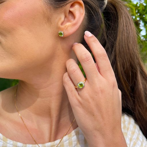 Diamantring i 18K guld med peridot
