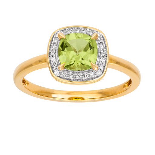 Diamantring i 18K guld med peridot