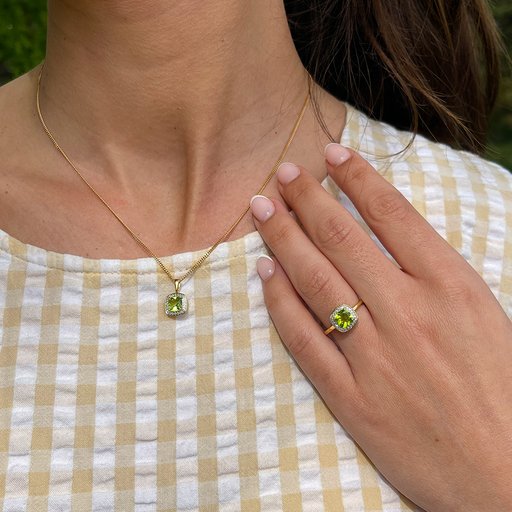 Diamanthänge i 18K guld med peridot