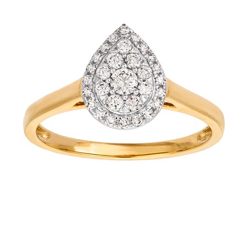 Diamantring i 18K guld - Droppe