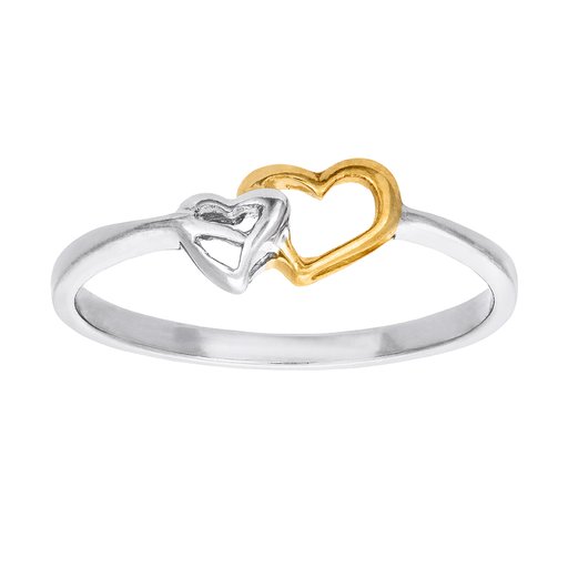 Ring i äkta silver med två hjärtan