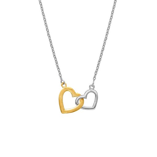Halsband i äkta silver med två hjärtan