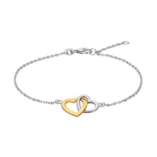 Armband i äkta silver med två hjärtan