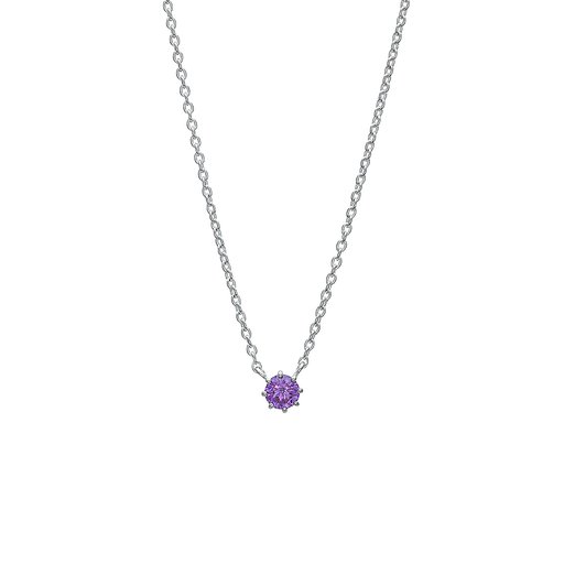 Halsband i äkta silver med lila kubisk zirkonia