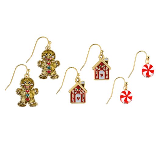 Örhängen Jul i set om tre par