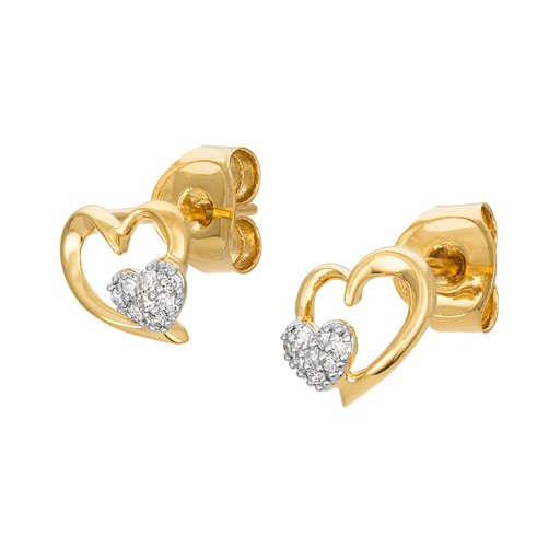 Diamantörhängen i 18K guld - Hjärta